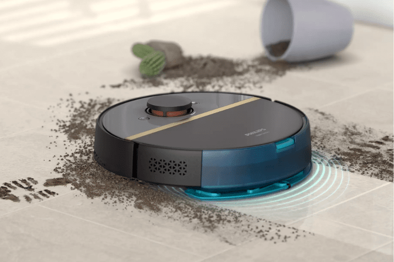 Philips HomeRun beim Wischen des Bodens mit Hilfe der vibrierenden WIsch-Technologie